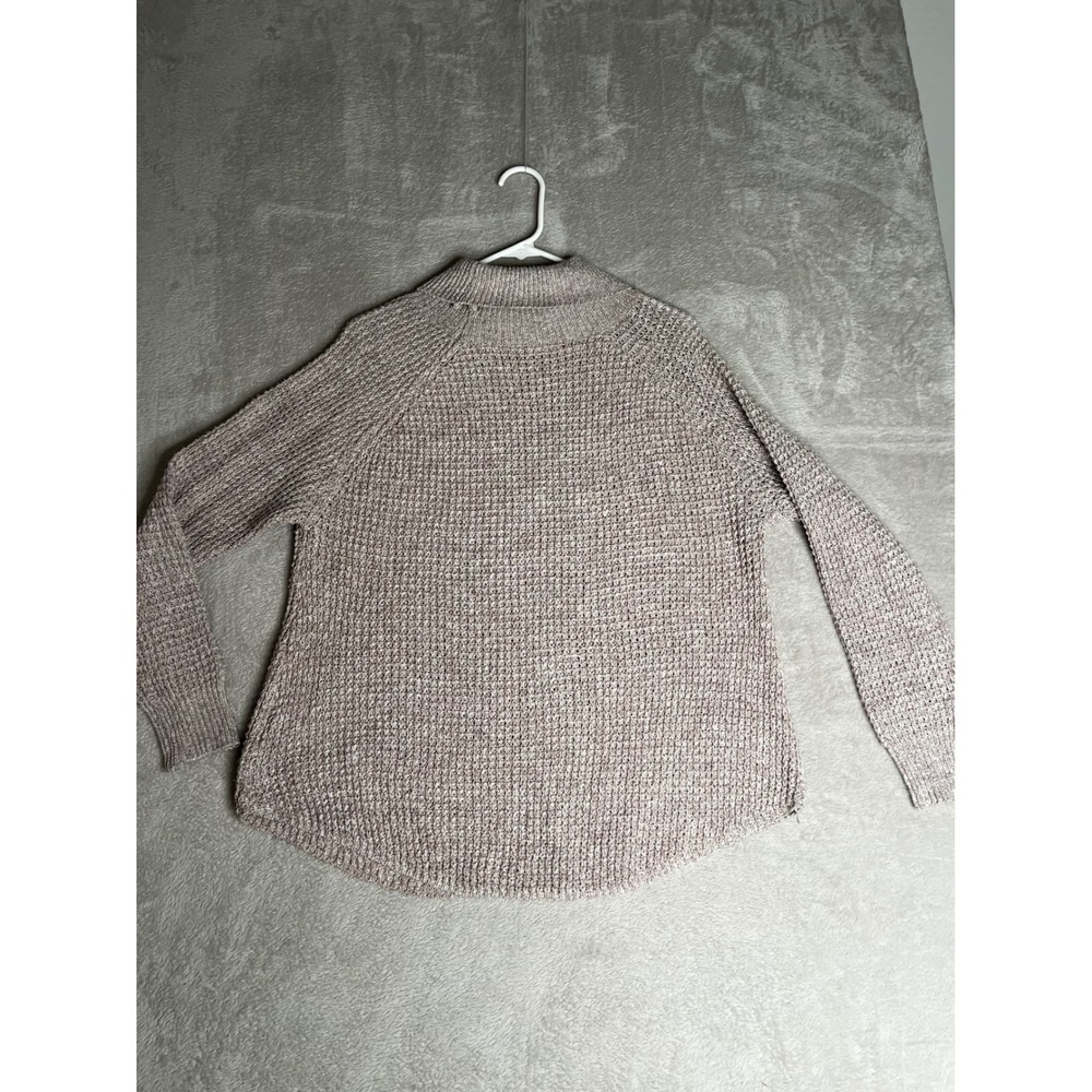 SHEIN Mock Neck Textured Knit Sweater Beige Marled Long Sleeve Women's‎ M